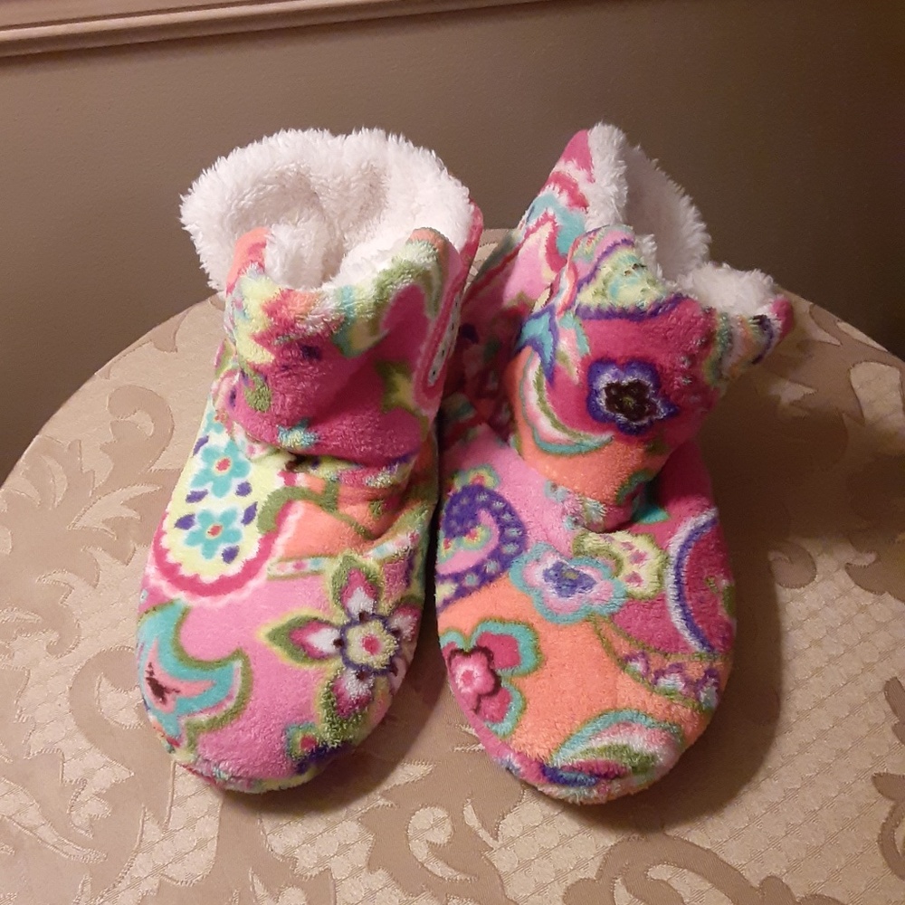 Vera Bradley Plush Multi-Color Floral Slipper Booties